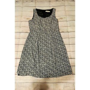 Ann Taylor Loft Size 10 White Black Polka Dot Sleeveles Dress